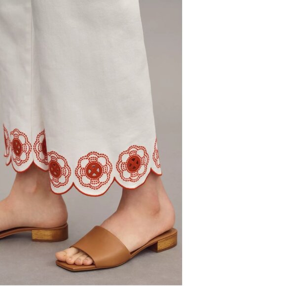 Anthropologie The Colette Scallop-Hem Crop Wide-Leg Jeans by Maeve 32 white new - Picture 2 of 5